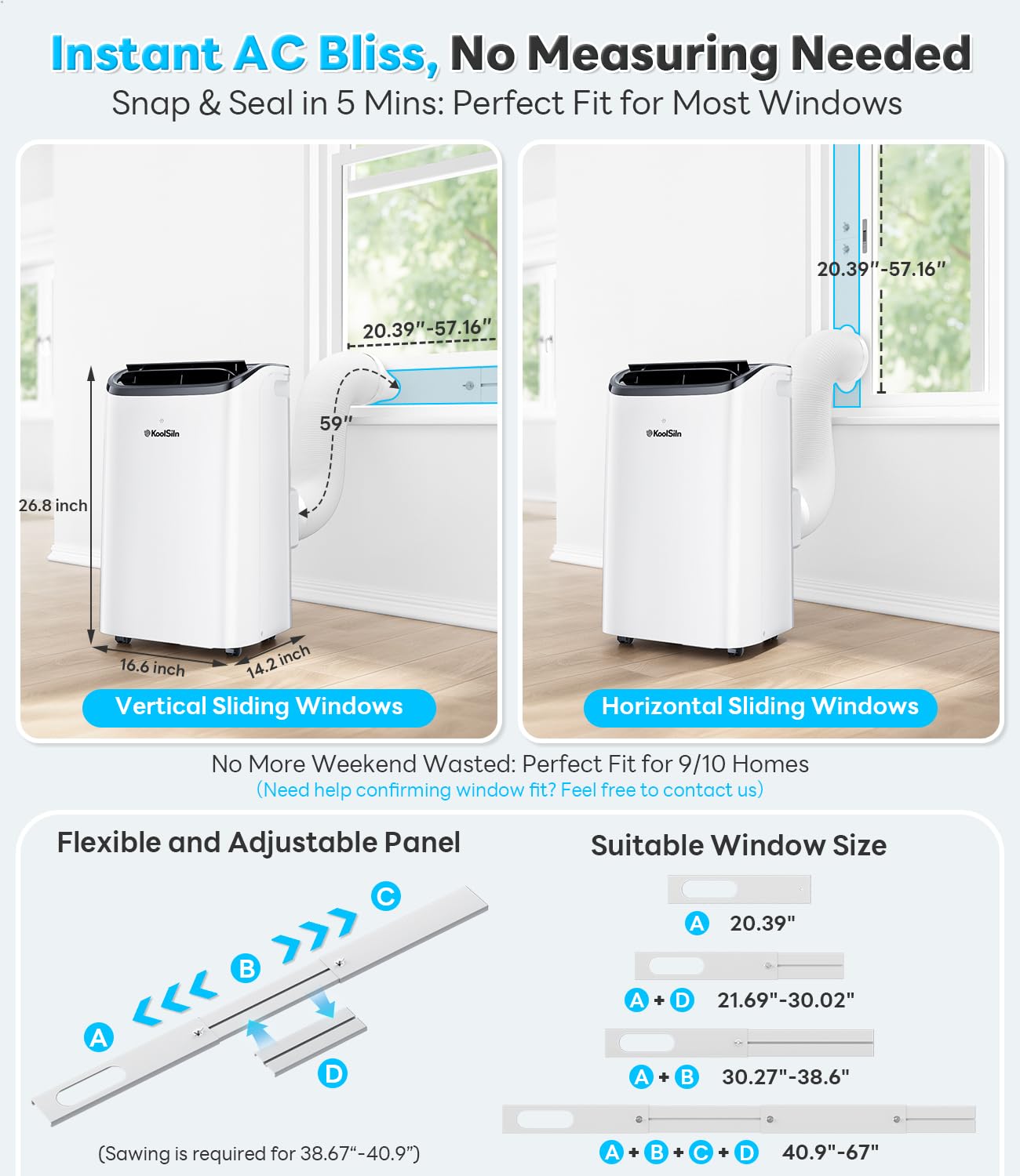 14000 BTU Portable Air Conditioner for Large Rooms up to 700 Sq Ft