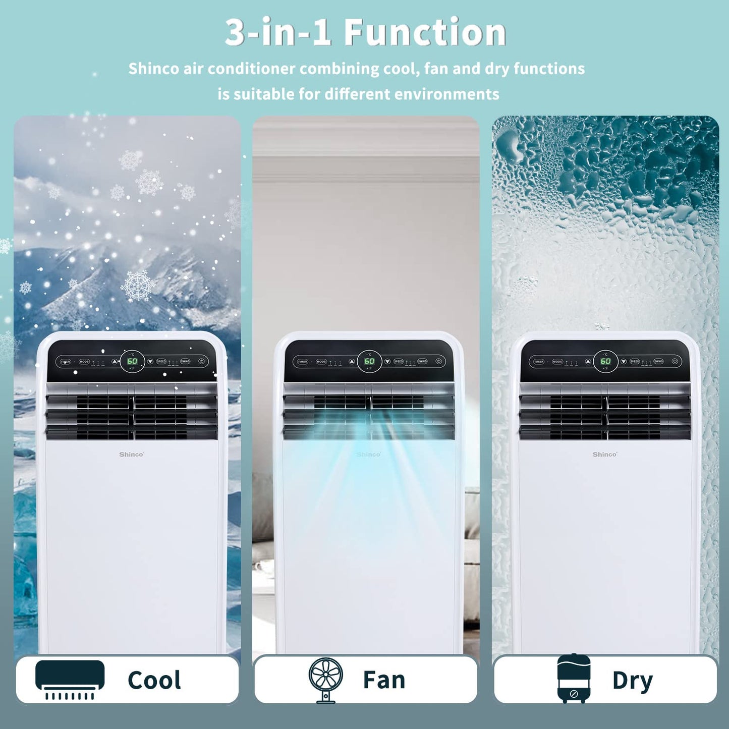 Shinco 12000 BTU Portable Air Conditioner with Cooling & Sleep Timer