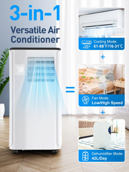 2026 Upgraded 10000 BTU Portable Air Conditioner for Bedrooms & Kitchens