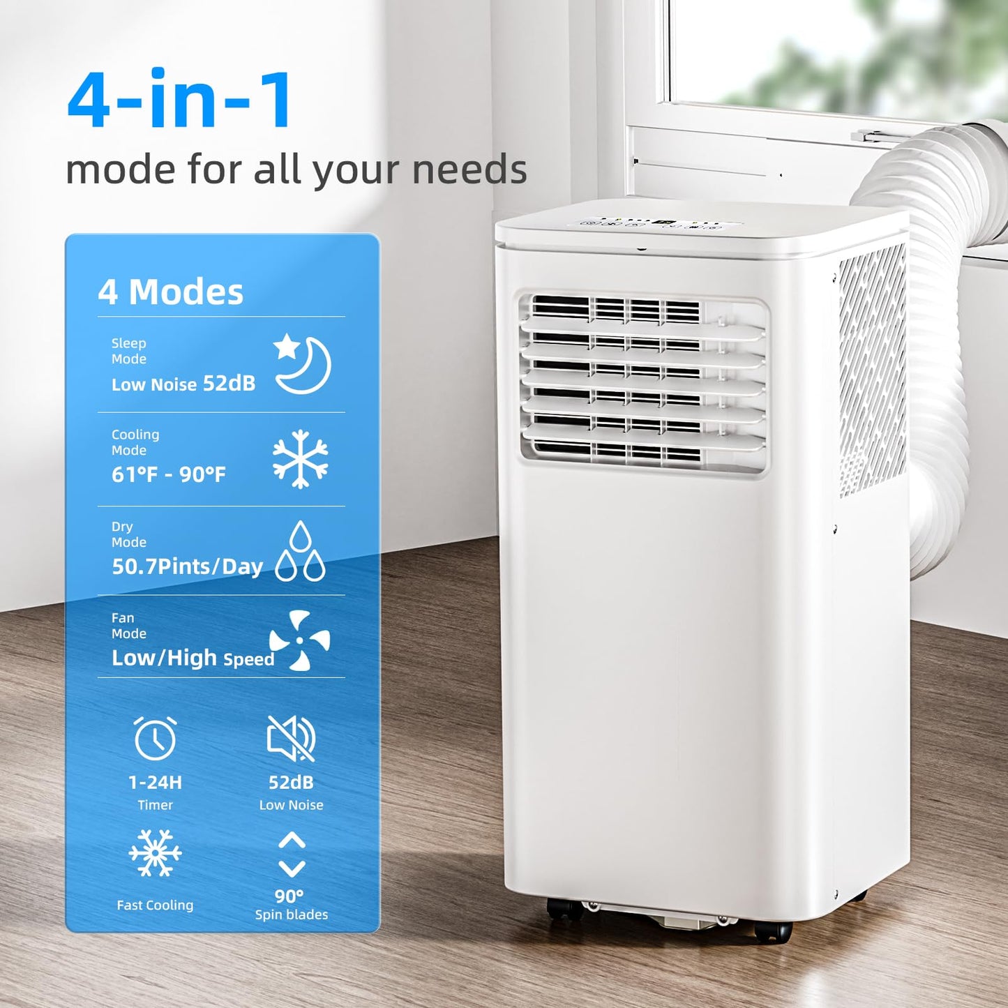 Antarctic Star 4-in-1 Portable Air Conditioner with Cooling & Dehumidifier