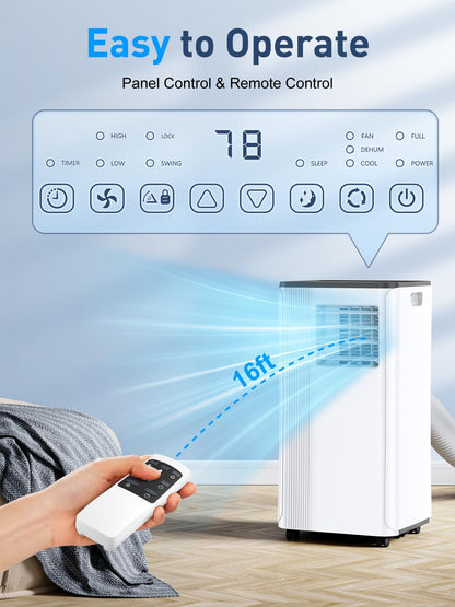 2026 Upgraded 10000 BTU Portable Air Conditioner for Bedrooms & Kitchens