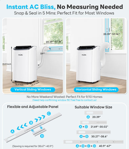 14000 BTU Portable Air Conditioner for Large Rooms up to 700 Sq Ft