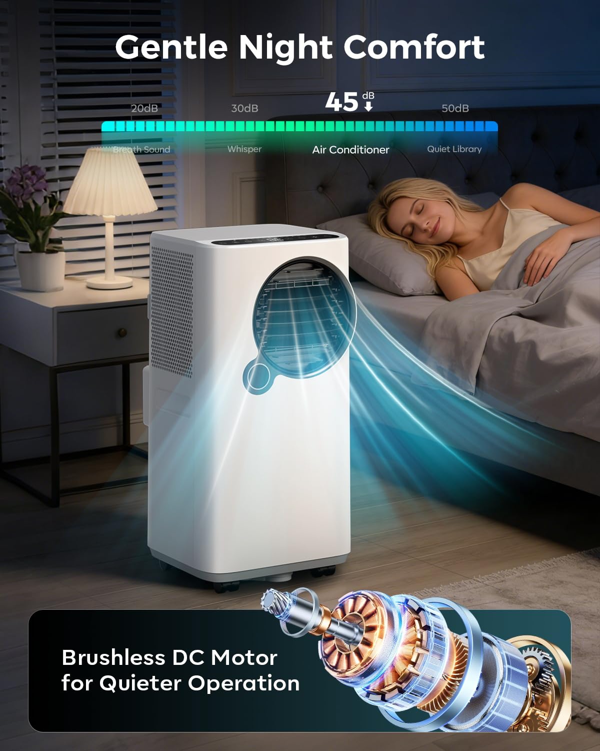 16000 BTU Smart Portable Air Conditioner with WiFi App & Quiet Mode