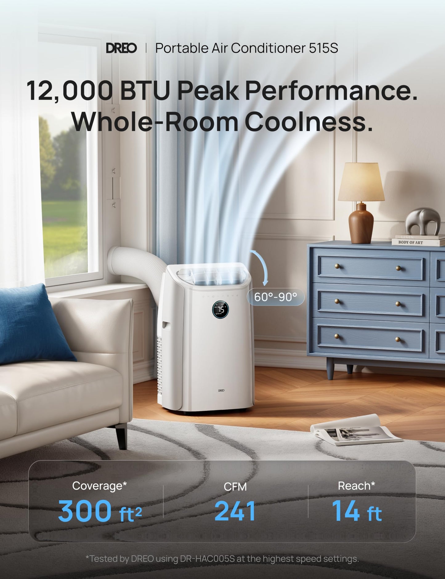 DREO 515S Smart Portable Air Conditioner 12000 BTU with App & Voice Control