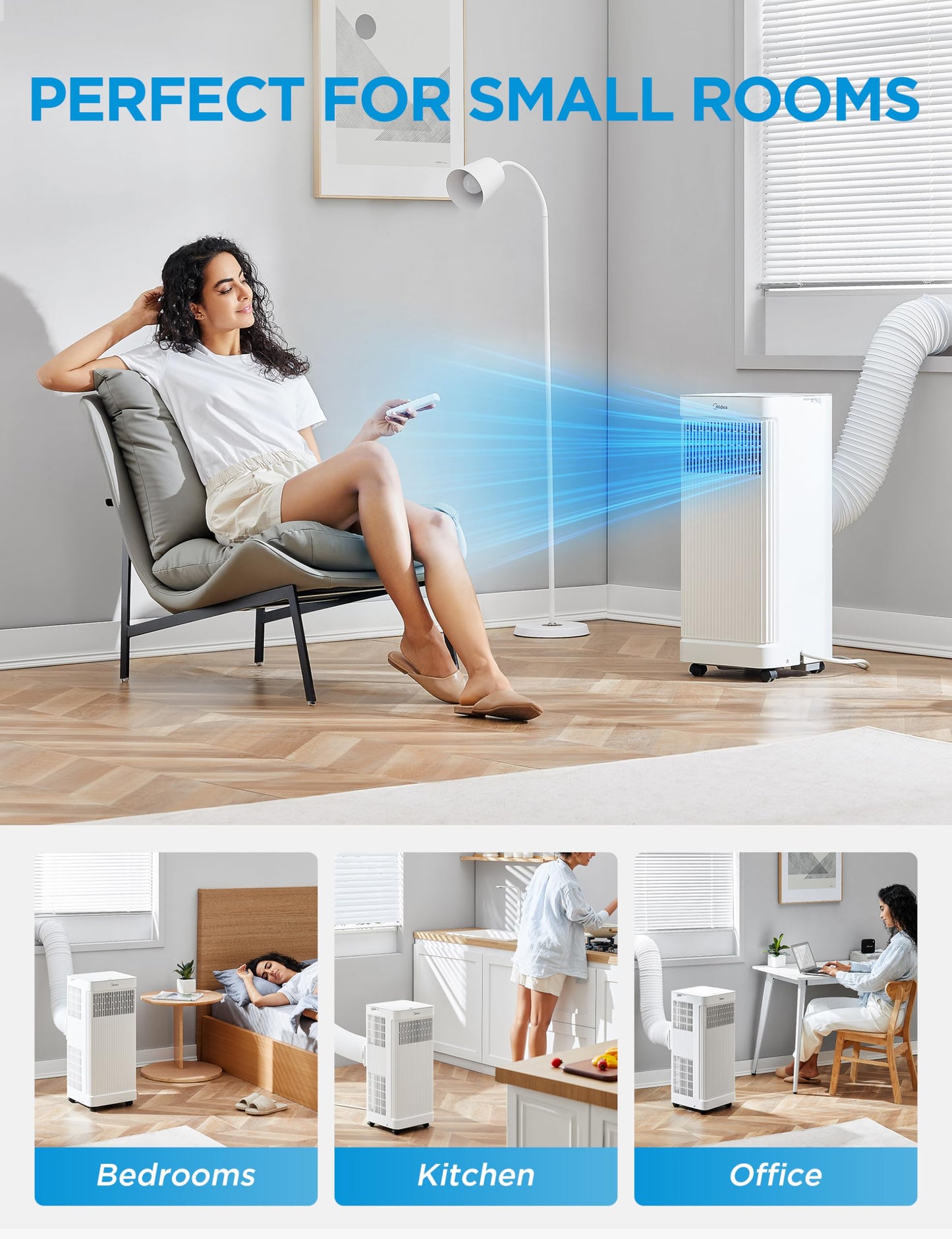 Midea 8500 BTU Smart Portable Air Conditioner with Fan & Dry Mode