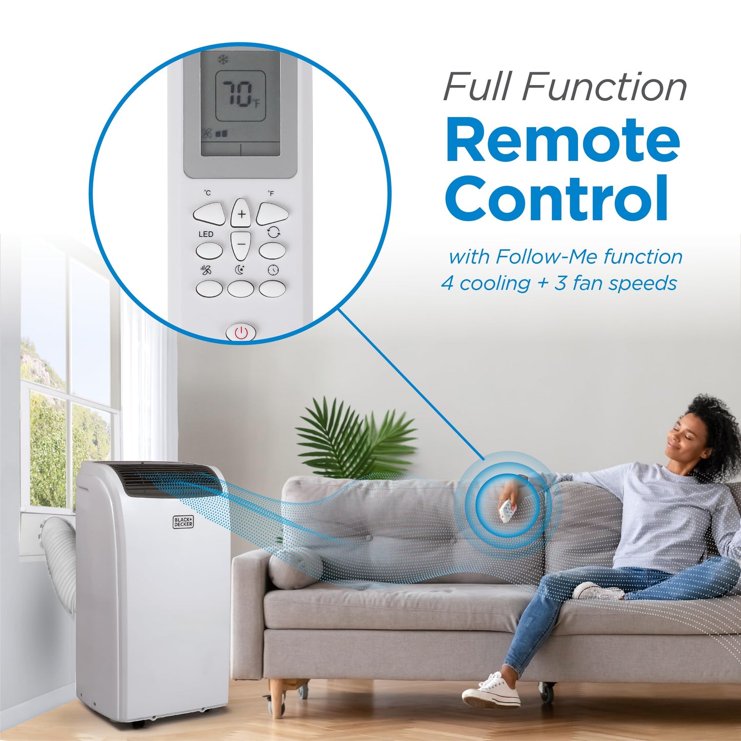 BLACK+DECKER Smart 12000 BTU Portable AC for Large Bedrooms & Offices