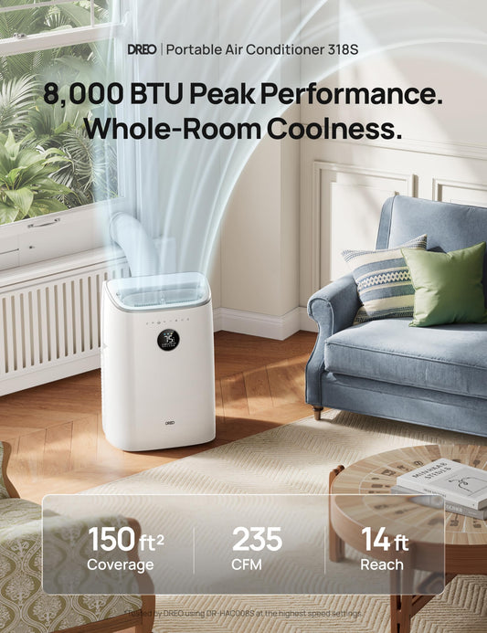 DREO 318S Smart Portable Air Conditioner 8000 BTU for Small Rooms