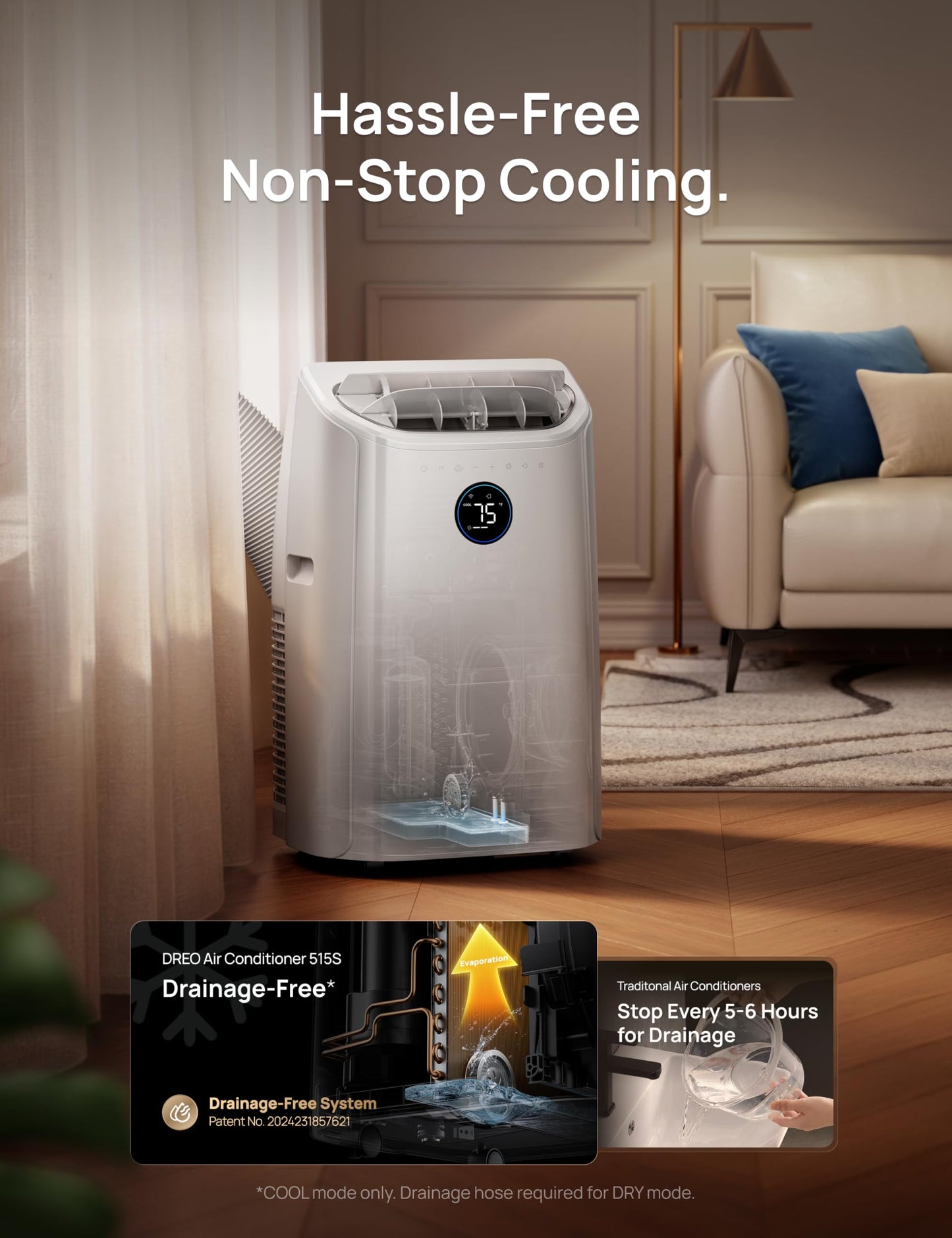 DREO 515S Smart Portable Air Conditioner 12000 BTU with App & Voice Control