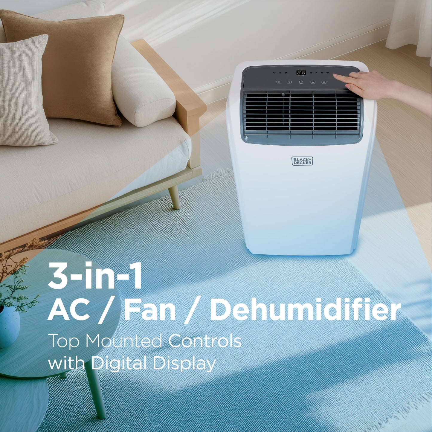 BLACK+DECKER Smart 12000 BTU Portable AC for Large Bedrooms & Offices